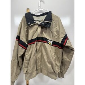 Vintage 1990s CAT Caterpillar Work Jacket Tan Black Red Men's XL Insulated Zip